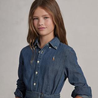 Polo Ralph Lauren Junior Girls' [7-16] Belted Cotton Denim Shirt Dress