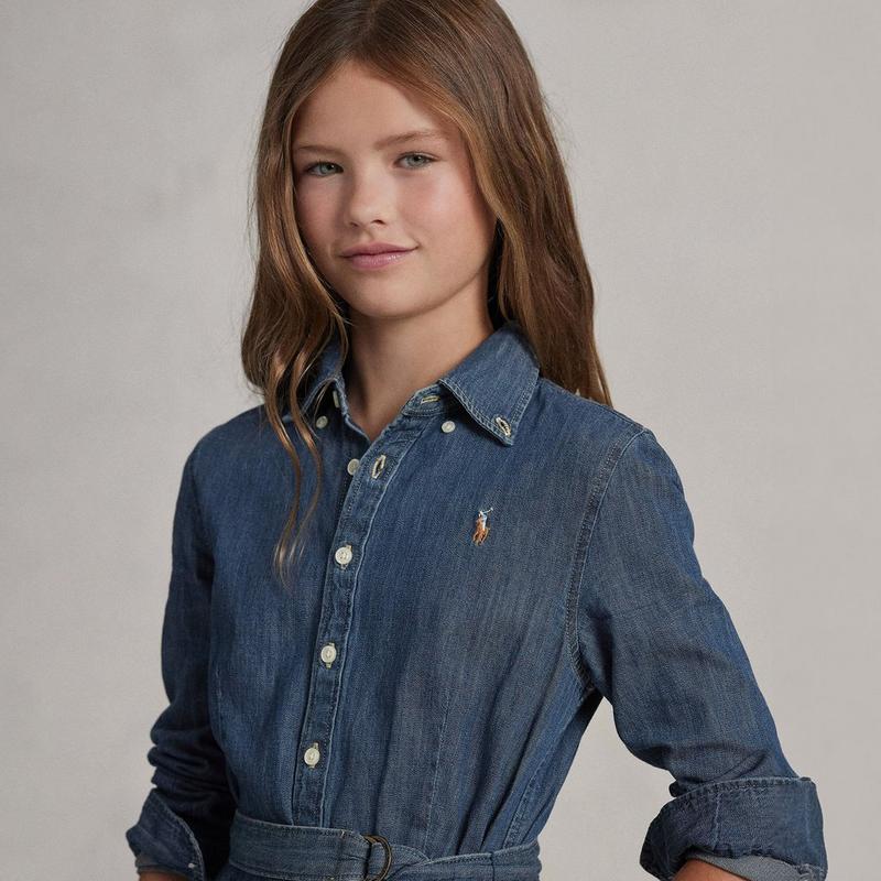 Polo Ralph Lauren Robe-chemise &agrave; ceinture en denim de coton pour filles [7-16]