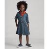 Girls   5-6X  Belted Cotton Denim Shirt Dress