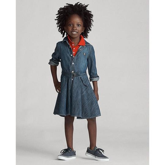 Girls 5 6X Belted Cotton Denim Shirt Dress Ralph Lauren Childrenswear Sporting Life Online