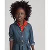 Girls   5-6X  Belted Cotton Denim Shirt Dress