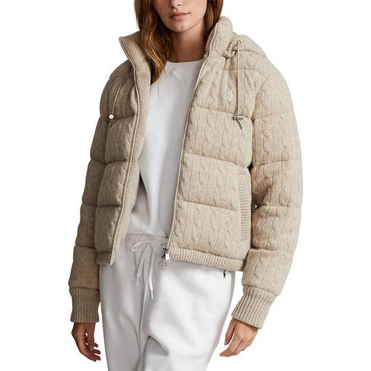 Veste   capuchon en duvet et tricot c tel  pour femmes