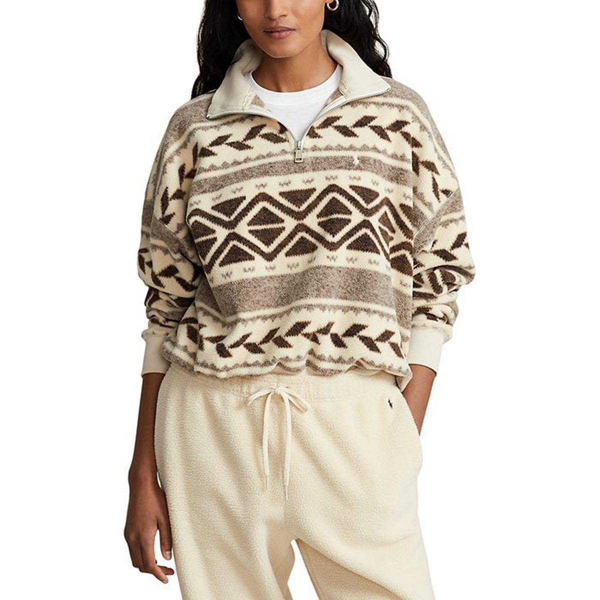 Women's Geo-Motif Fleece Pullover Top