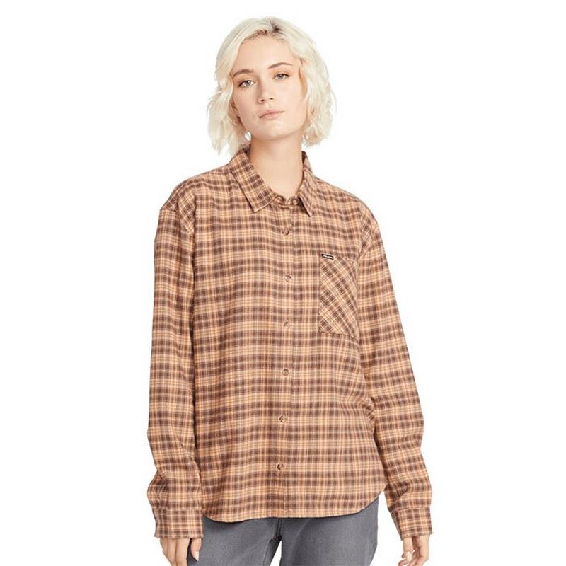 Volcom Chandail &agrave; manches longues Plaid To Meet U pour femmes