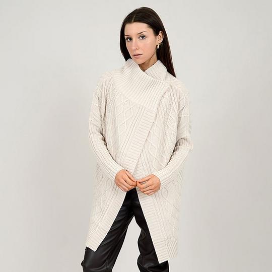 Cable knit wrap sweater best sale