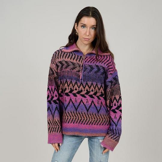 Oak & Ivy Women s Pop Pattern Half-Zip Sweater