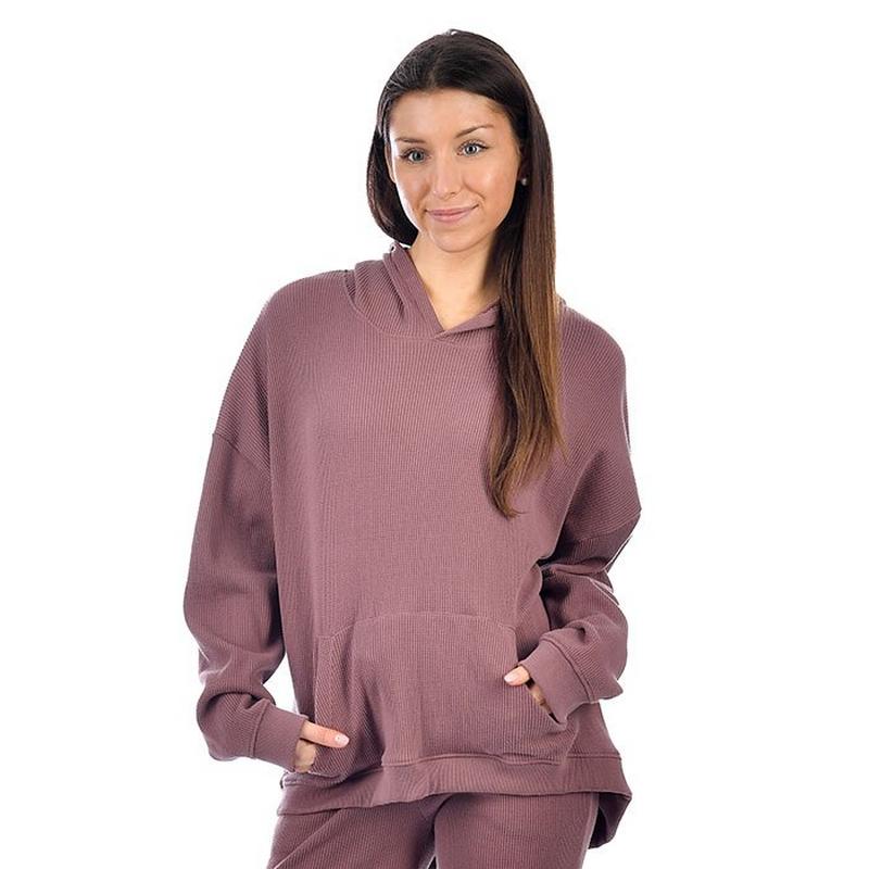 Oak & Ivy Haut &agrave; manches longues avec capuchon en tissu gaufr&eacute; pour femmes