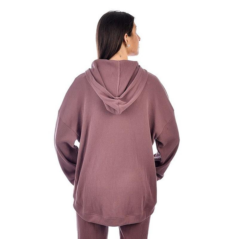 Oak & Ivy Haut &agrave; manches longues avec capuchon en tissu gaufr&eacute; pour femmes