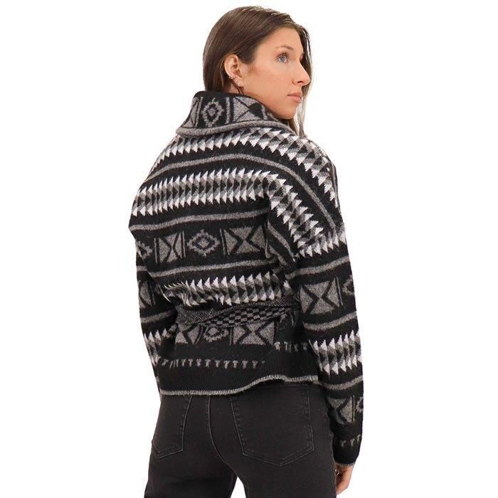 Women's Knit Pattern Belted Sweater