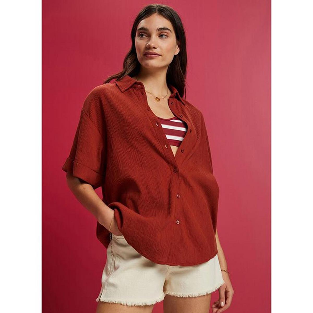 Women's Oversized Crinkle Shirt Blouse