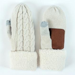 Lyla + Luxe Women's Cable Patch Sherpa-Lined Mitten