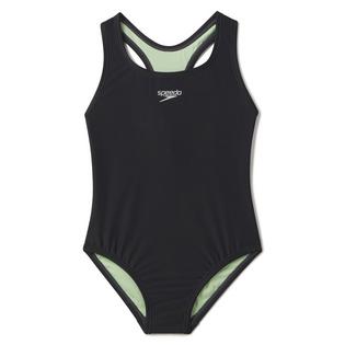 Junior Girls' [6-12] Solid Racerback One-Piece Swimsuit