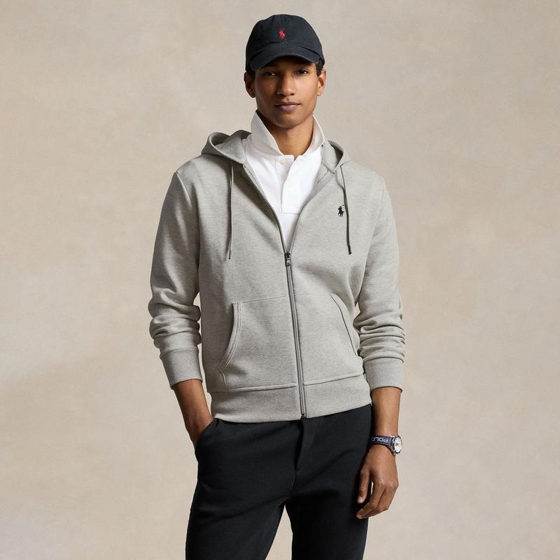 Polo Ralph Lauren Chandail &agrave; capuchon en double tricot avec glissi&egrave;re pour hommes