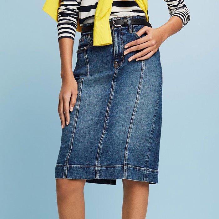 Women s Knee Length Denim Skirt Esprit Sporting Life Online