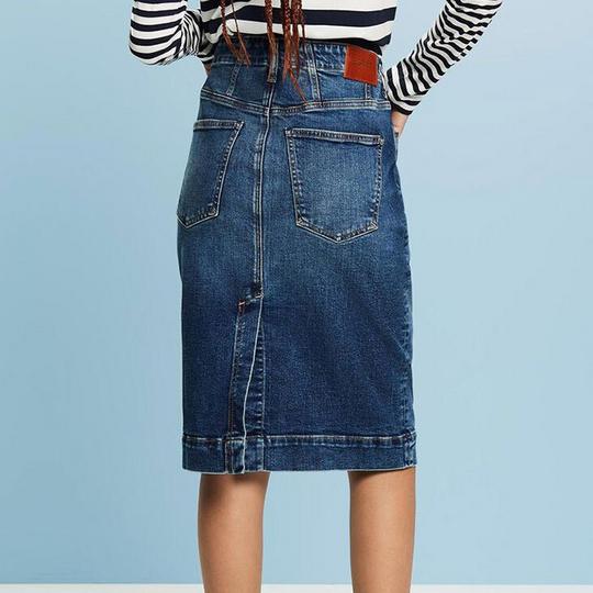 Blue denim knee length skirt hotsell