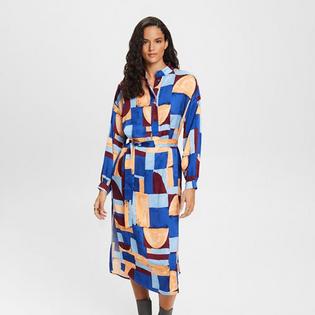 Women's Print Satin Shirt Dress