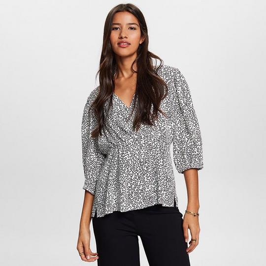 Esprit Women s Printed Crepe V-Neck Blouse