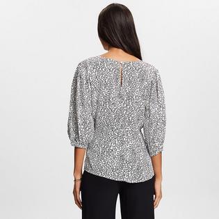 Esprit Women's Printed Crepe V-Neck Blouse