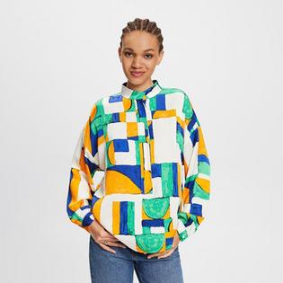 Women's Geometric Print Satin Blouse