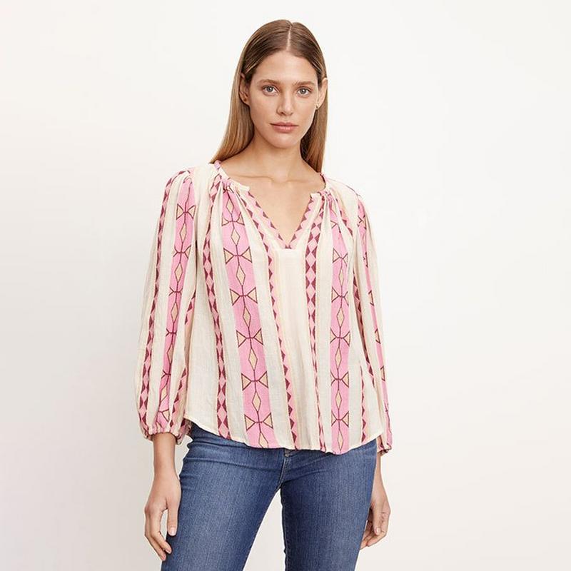 Velvet Chemisier Nanni en jacquard &agrave; col en V pour femmes