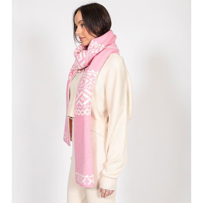 Women's Fair Isle Knit Reversible Blanket Scarf