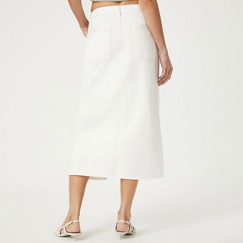 Mavi Jupe mi-longue Marin en denim pour femmes