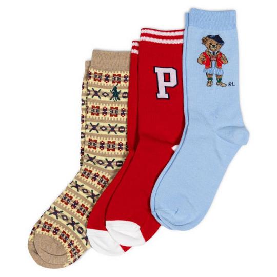 Junior Girls 7 16 Polo Bear Crew Sock 3 Pack Sporting Life Online