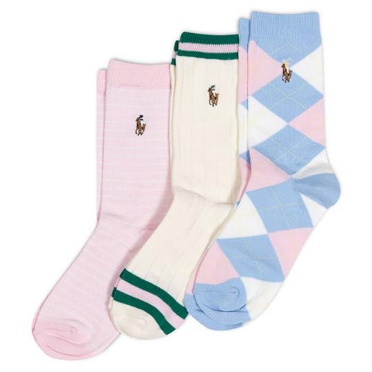 Polo Ralph Lauren Chaussettes mi-mollet   motif argyle pour filles juniors  7-16 