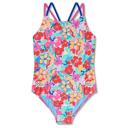 Speedo Junior Girls   7-16  Printed Strappy One-Piece Swimsuit