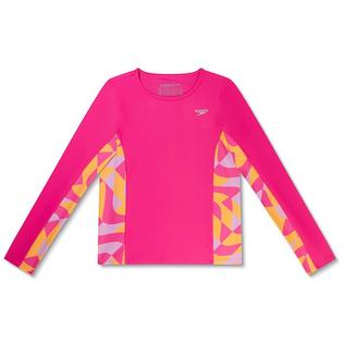 Junior Girls' [7-16] Long Sleeve Printed Splice Rashguard