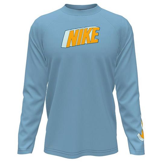 Nike Junior Boys   8-16  3D Logo Long Sleeve Hydroguard Rashguard