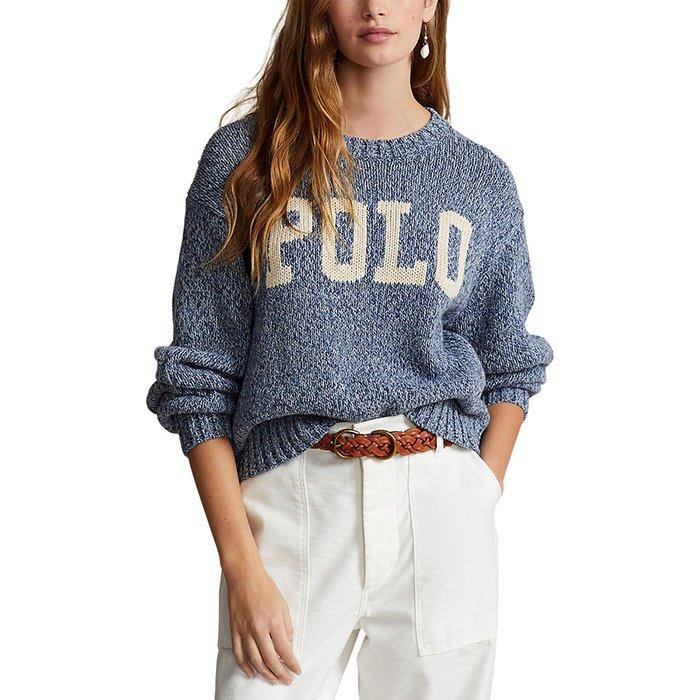 Polo Ralph Lauren | Women's Logo Cotton Crew Neck Sweater, Blue, Size XS