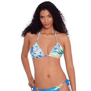 Women's Tropical-Print Halter Bikini Top