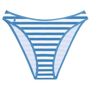 Women's Striped High-Leg Scoop Bikini Bottom