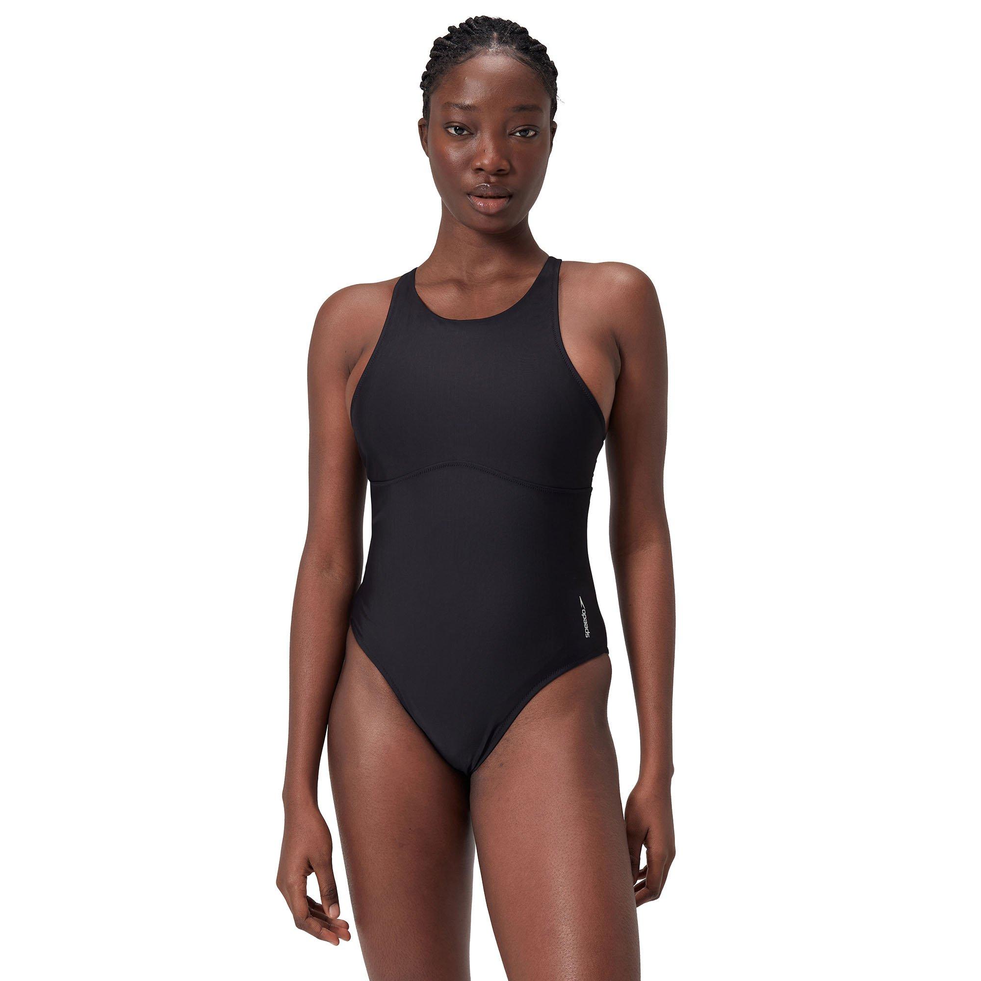 Women's Solid High Neck One-Piece Swimsuit