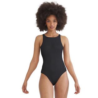 Women's Solid High Neck One-Piece Swimsuit