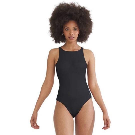Women s Solid High Neck One-Piece Swimsuit