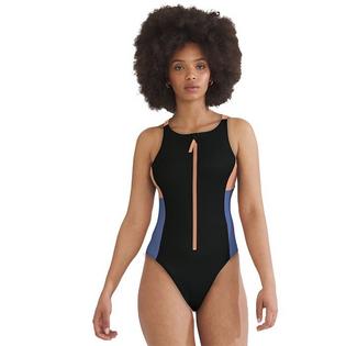 Women's Zip Colourblock One-Piece Swimsuit