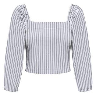 Women's Linen-Blend Puff Sleeve Top