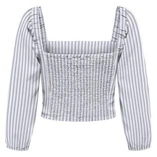 Only Haut en mélange de lin à manches bouffantes pour femmse