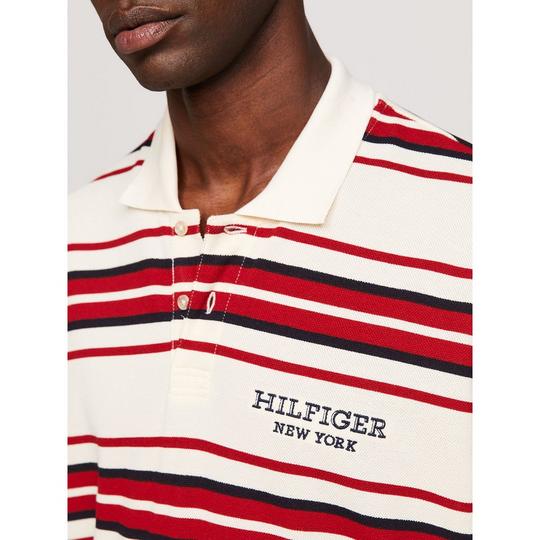 Tommy Hilfiger Men s Stripe Honeycomb Polo Cream Size Medium