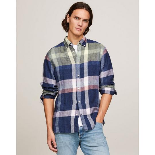 Tommy Hilfiger Chemise   carreaux en lin   coupe standard pour hommes