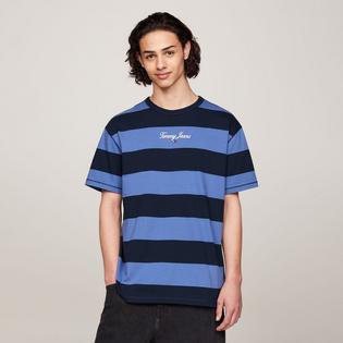 Tommy Hilfiger Men's Stripe Script Logo T-Shirt