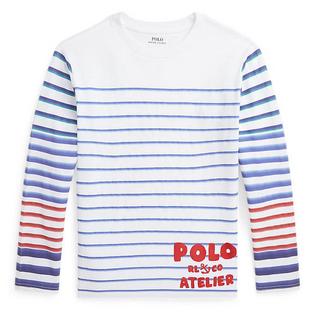 Polo Ralph Lauren Haut à manches longues en coton rayé Logo pour garçons juniors [8-20]