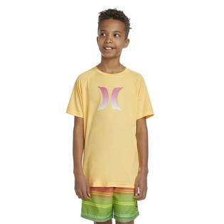 Hurley Maillot dermoprotecteur à manches courtes UPF Ombre Logo pour garçons juniors [8-16]