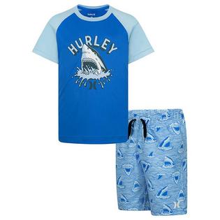 Hurley Ensemble maillot dermoprotecteur + maillot de bain Shark Doodle pour gar&ccedil;ons [4-7]