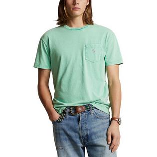 T-shirt à poche en lin-coton avec coupe classique pour hommes