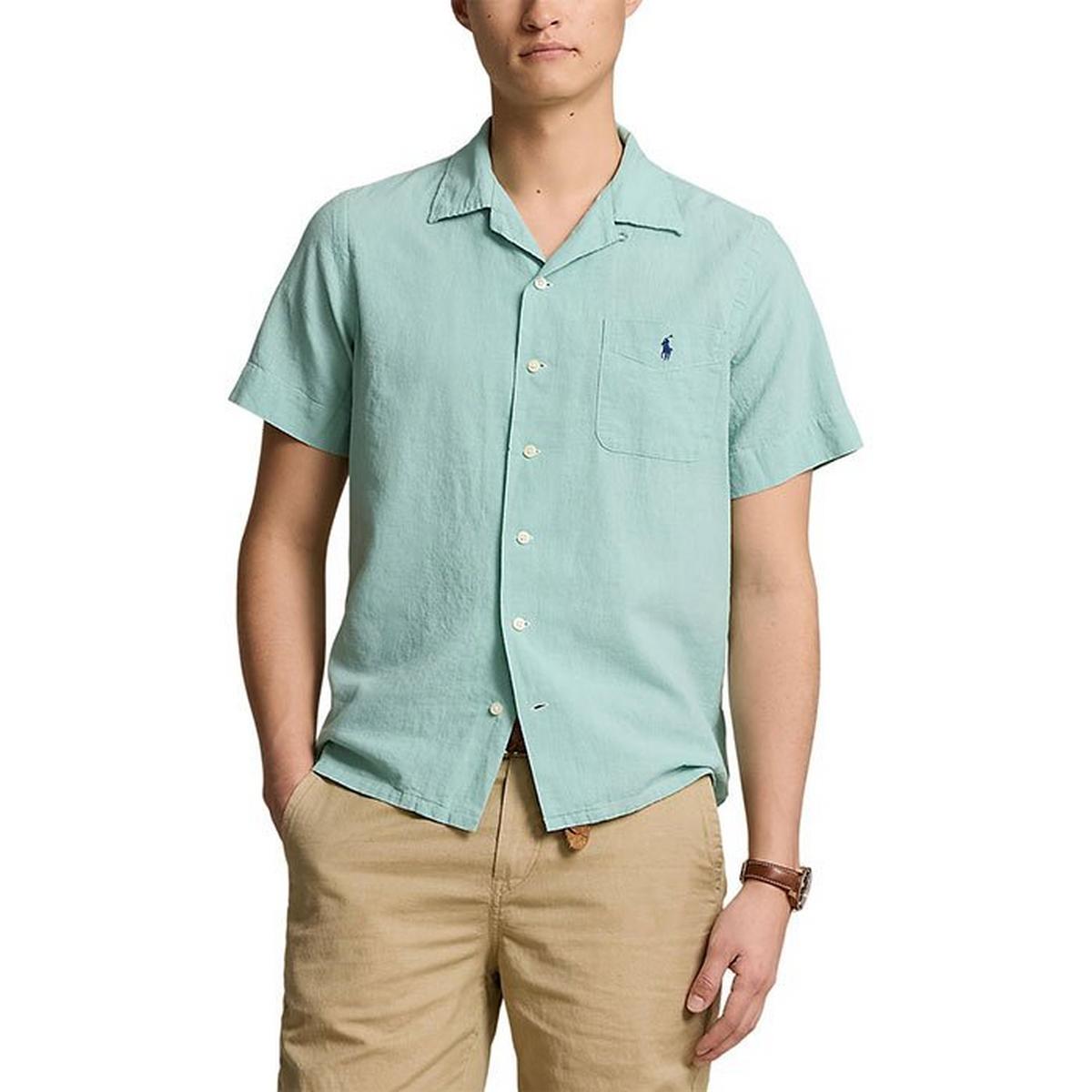 Men's Classic Fit Linen-Cotton Camp Shirt