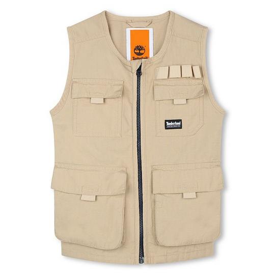 Timberland Boy s Junior s Multi Pocket Vest Khaki Size 14