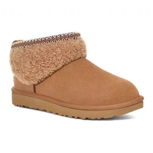 UGG Women s Classic Ultra Mini Maxi Curly Boots Brown Size 10